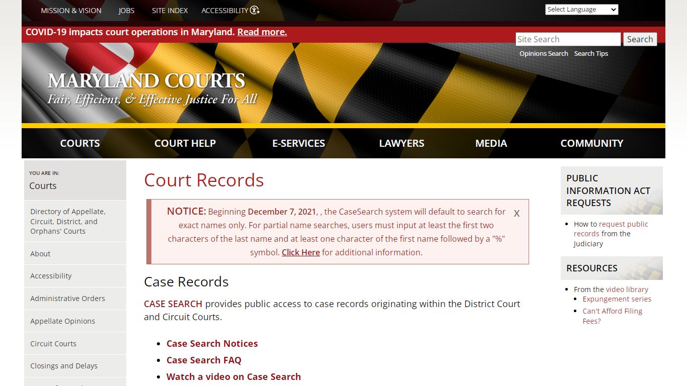 Court Records | Maryland Courts